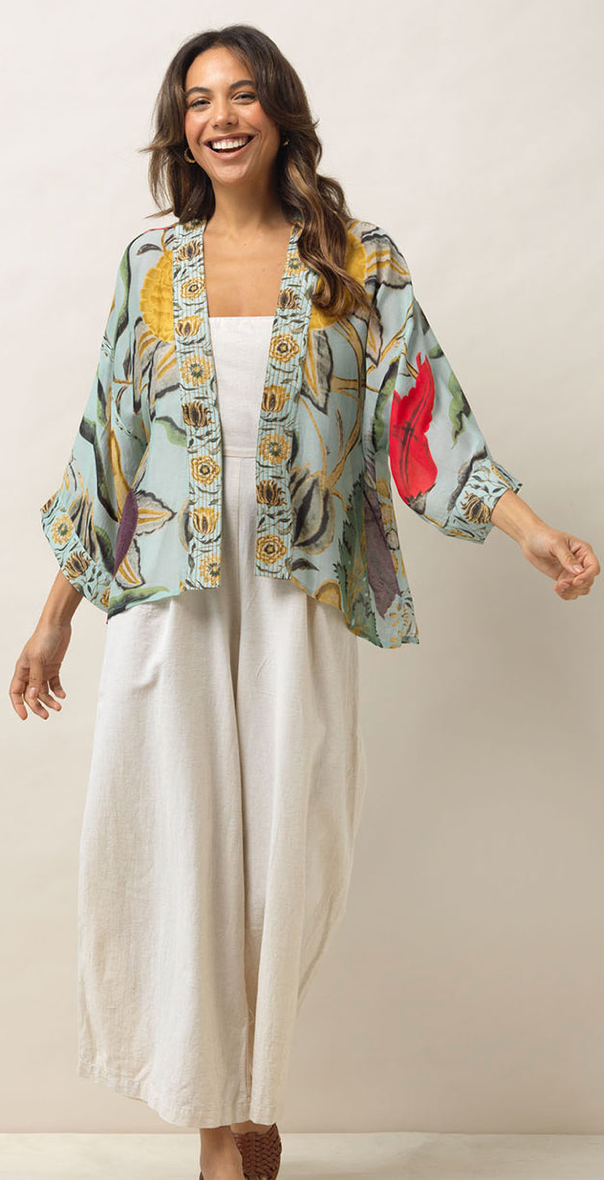 One Hundred Stars Joy Aqua Kimono