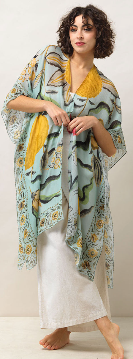 One Hundred Stars Joy Aqua Throwover Kimono