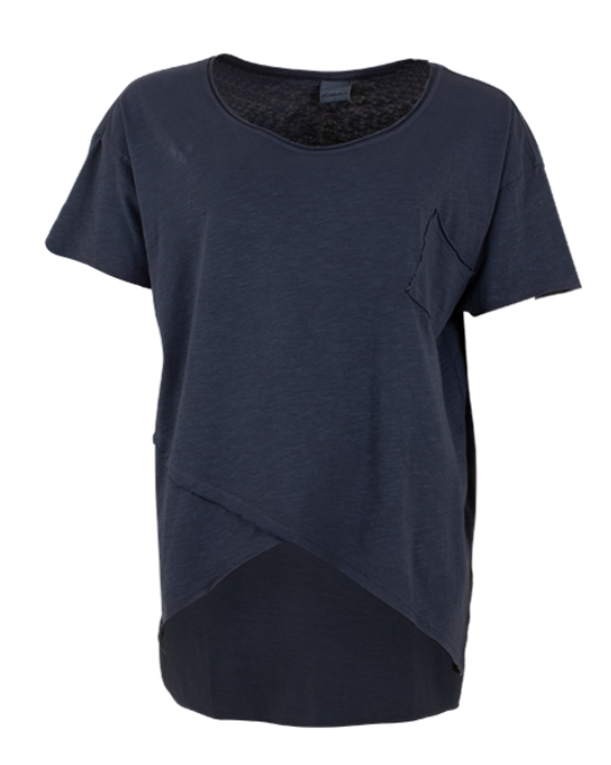 Crossover Hem Pocket T-Shirt