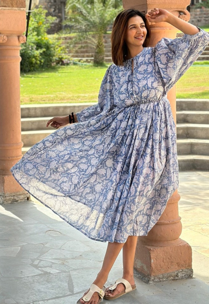 Pure Indian Cotton Printed Kali Dress