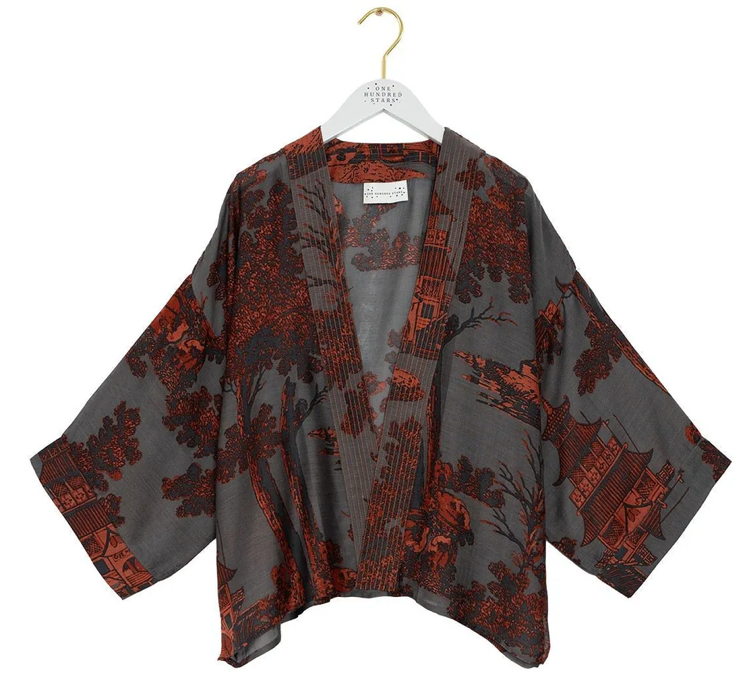 One Hundred Stars Pagoda Pewter Kimono
