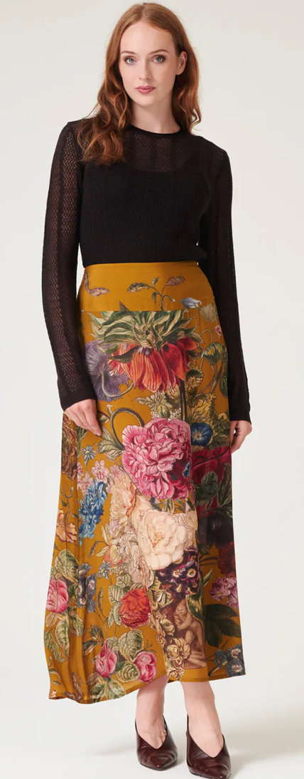 One Hundred Stars Primula Gold A Line Maxi Skirt