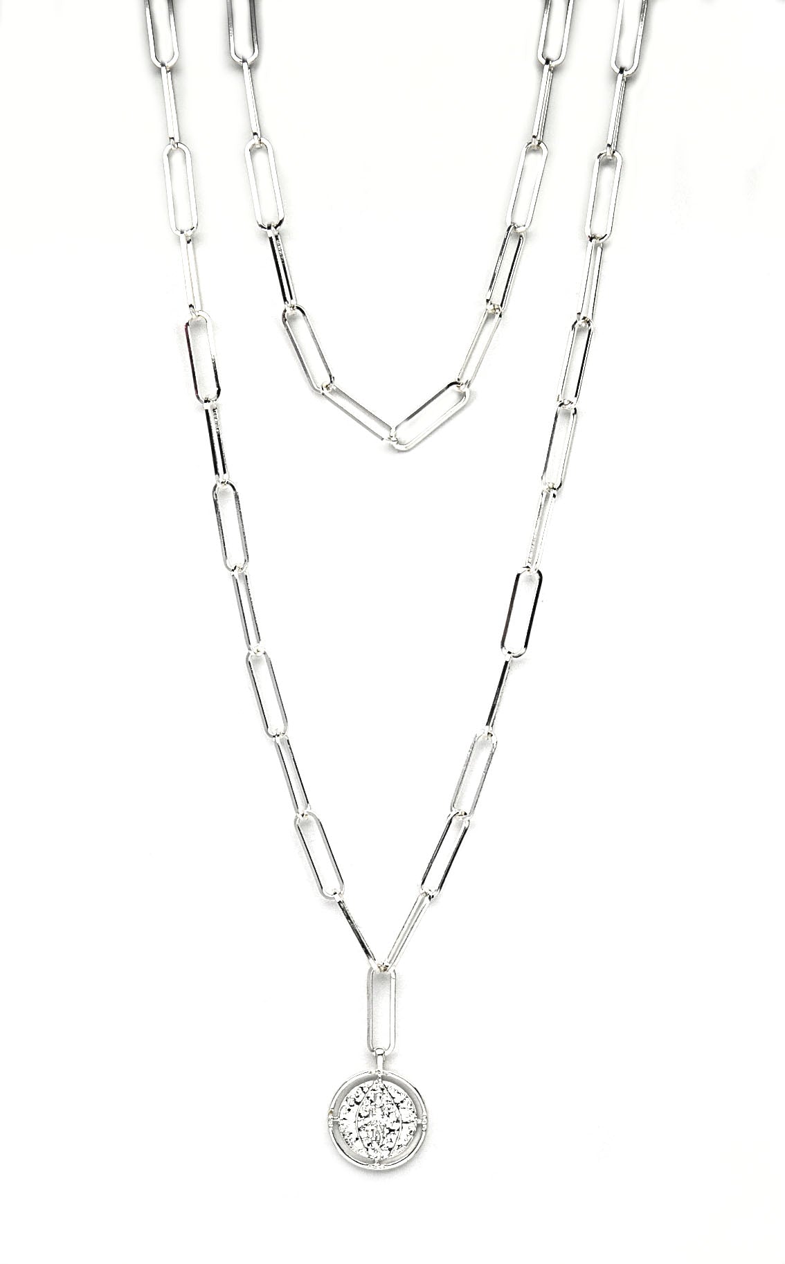 Envy long double chain link necklace with coin 1766