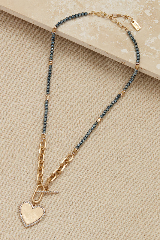 Envy diamante heart chain beaded necklace 1909