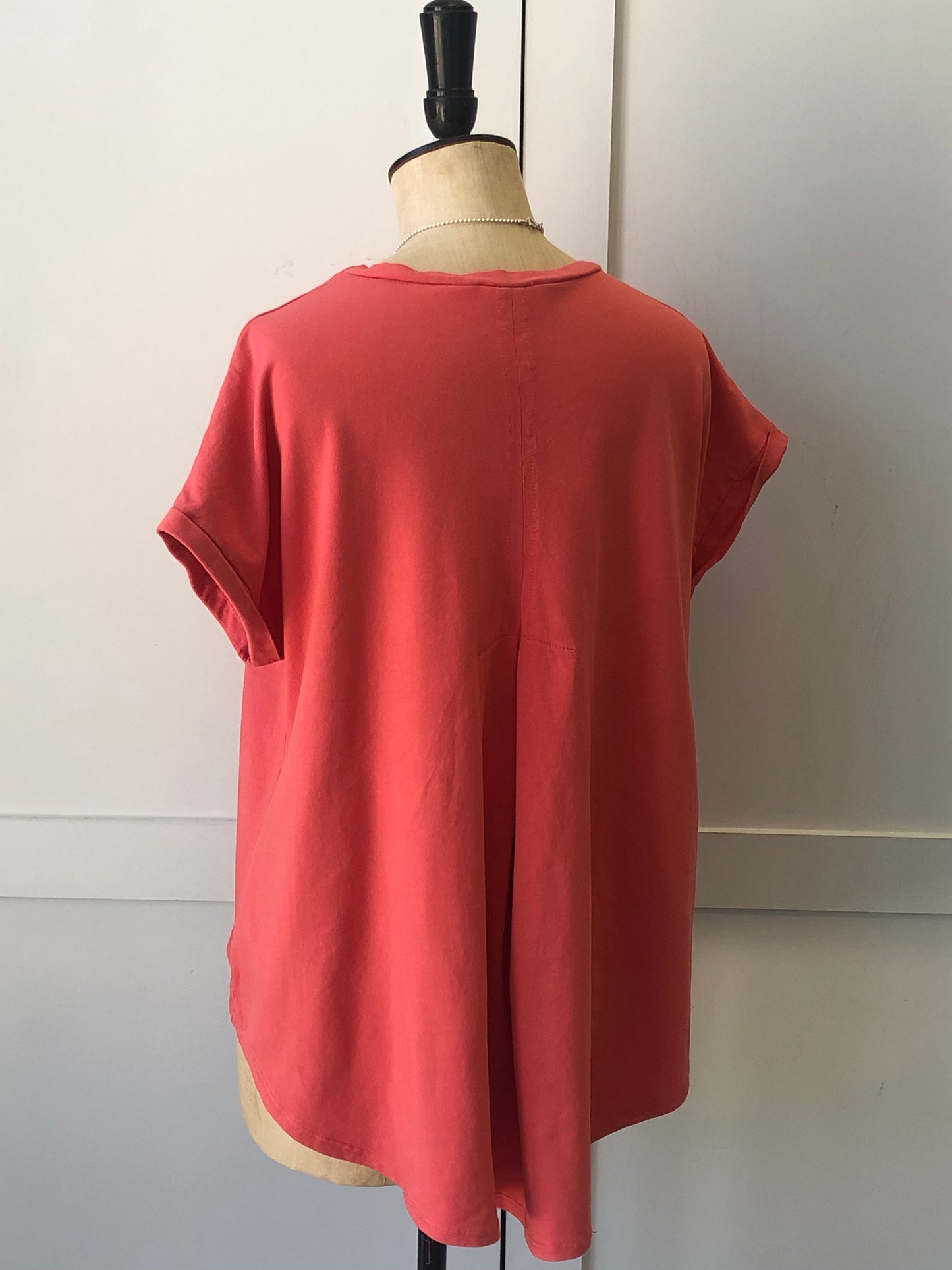 Short Sleeve Pleat Back Jersey Top