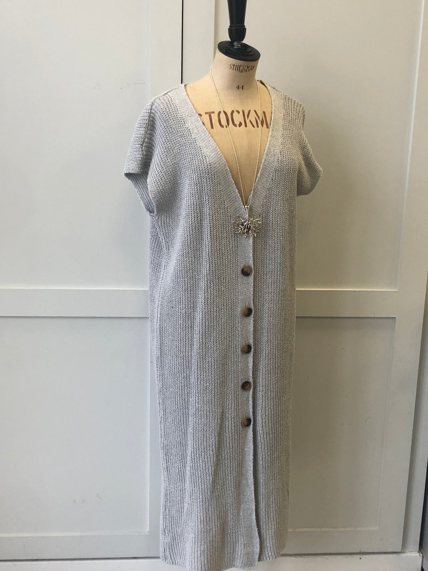 Long cotton knit waistcoat