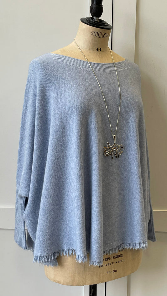 The Chloe - Soft knit fringe cape jumper