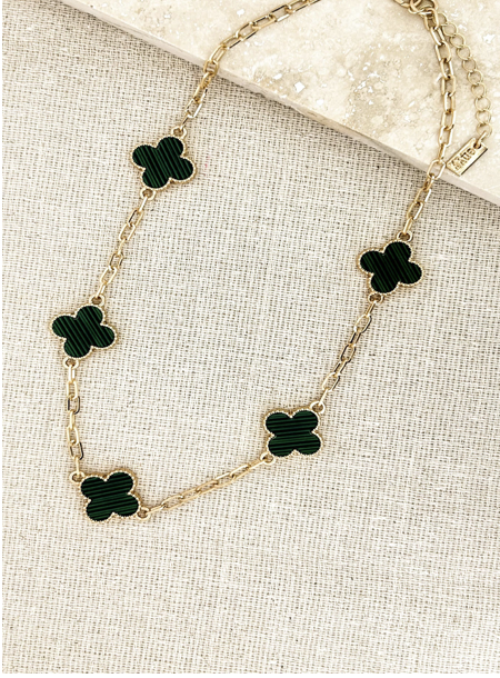 Envy collar necklace with multi clover chain 2082