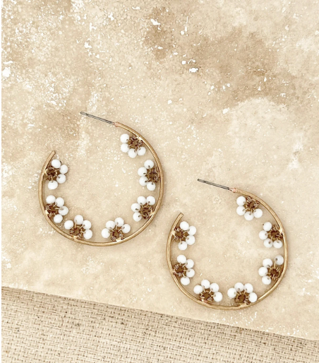 Envy hoop floral beaded earrings 2134
