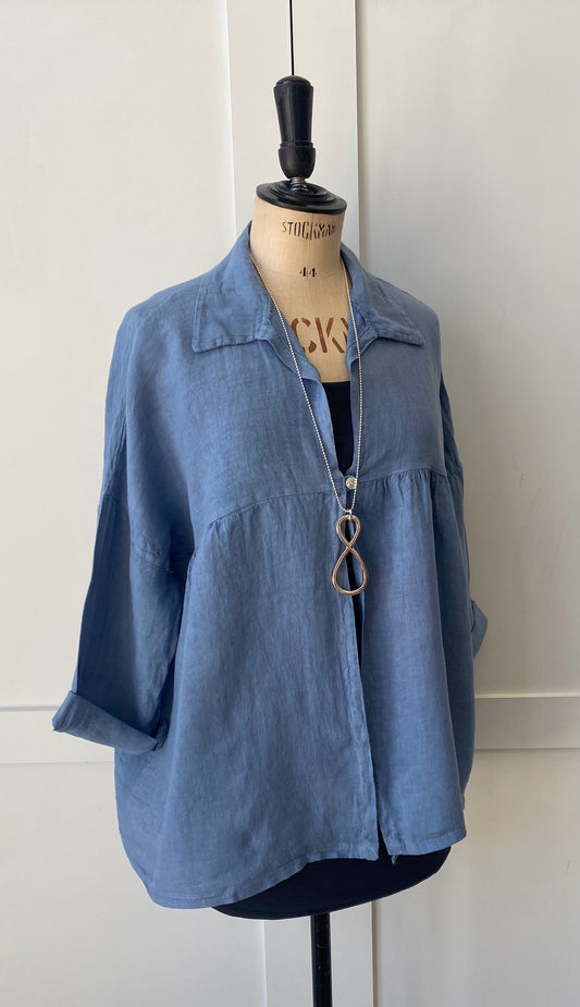 One Button Shirt Linen Shirt Top